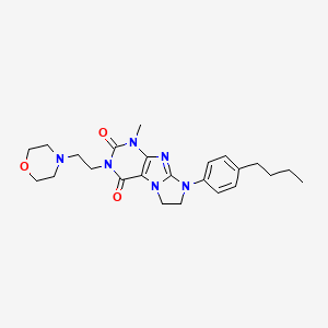 molecular formula C24H32N6O3 B3003826 6-(4-Butylphenyl)-4-methyl-2-(2-morpholin-4-ylethyl)-7,8-dihydropurino[7,8-a]imidazole-1,3-dione CAS No. 893959-72-3