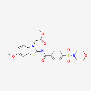 molecular formula C22H23N3O7S2 B3003831 (Z)-methyl 2-(6-methoxy-2-((4-(morpholinosulfonyl)benzoyl)imino)benzo[d]thiazol-3(2H)-yl)acetate CAS No. 865199-75-3