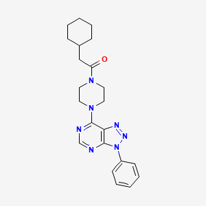 molecular formula C22H27N7O B3003835 2-cyclohexyl-1-(4-(3-phenyl-3H-[1,2,3]triazolo[4,5-d]pyrimidin-7-yl)piperazin-1-yl)ethanone CAS No. 920217-92-1