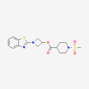 molecular formula C17H21N3O4S2 B3003848 1-(Benzo[d]thiazol-2-yl)azetidin-3-yl 1-(methylsulfonyl)piperidine-4-carboxylate CAS No. 1396863-47-0
