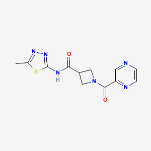 molecular formula C12H12N6O2S B3003856 N-(5-methyl-1,3,4-thiadiazol-2-yl)-1-(pyrazine-2-carbonyl)azetidine-3-carboxamide CAS No. 1396750-82-5