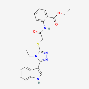 ethyl 2-(2-((4-ethyl-5-(1H-indol-3-yl)-4H-1,2,4-triazol-3-yl)thio)acetamido)benzoate