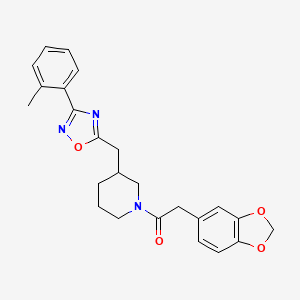 2-(Benzo[d][1,3]dioxol-5-yl)-1-(3-((3-(o-tolyl)-1,2,4-oxadiazol-5-yl)methyl)piperidin-1-yl)ethanone