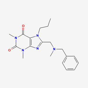 molecular formula C19H25N5O2 B3003889 8-[(Benzyl-methyl-amino)-methyl]-1,3-dimethyl-7-propyl-3,7-dihydro-purine-2,6-dione CAS No. 585552-22-3