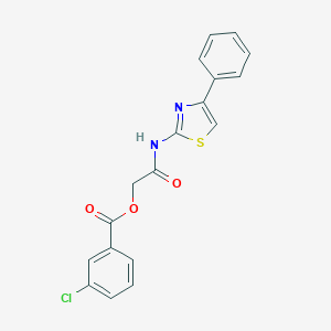 molecular formula C18H13ClN2O3S B300390 2-Oxo-2-[(4-phenyl-1,3-thiazol-2-yl)amino]ethyl 3-chlorobenzoate 