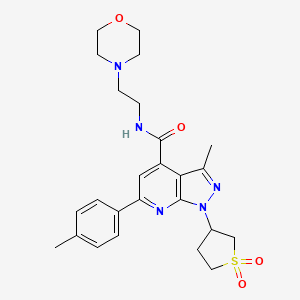 molecular formula C25H31N5O4S B3003906 1-(1,1-dioxidotetrahydrothiophen-3-yl)-3-methyl-N-(2-morpholinoethyl)-6-(p-tolyl)-1H-pyrazolo[3,4-b]pyridine-4-carboxamide CAS No. 1021224-41-8