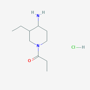 molecular formula C10H21ClN2O B3003907 1-(4-Amino-3-ethylpiperidin-1-yl)propan-1-one hydrochloride CAS No. 1423024-36-5