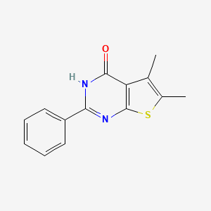 molecular formula C14H12N2OS B3003915 5,6-二甲基-2-苯基噻吩并[2,3-d]嘧啶-4(3H)-酮 CAS No. 18593-46-9