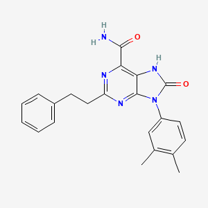 molecular formula C22H21N5O2 B3003920 9-(3,4-dimethylphenyl)-8-oxo-2-phenethyl-8,9-dihydro-7H-purine-6-carboxamide CAS No. 898442-59-6