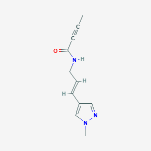 molecular formula C11H13N3O B3003923 N-[(E)-3-(1-Methylpyrazol-4-yl)prop-2-enyl]but-2-ynamide CAS No. 2411322-44-4