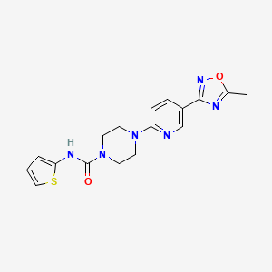 molecular formula C17H18N6O2S B3003926 4-(5-(5-methyl-1,2,4-oxadiazol-3-yl)pyridin-2-yl)-N-(thiophen-2-yl)piperazine-1-carboxamide CAS No. 1219912-31-8