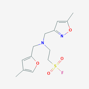 molecular formula C13H17FN2O4S B3003934 2-[(4-Methylfuran-2-yl)methyl-[(5-methyl-1,2-oxazol-3-yl)methyl]amino]ethanesulfonyl fluoride CAS No. 2418712-13-5