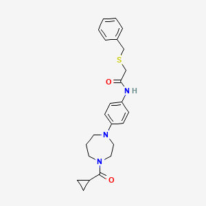 2-(benzylthio)-N-(4-(4-(cyclopropanecarbonyl)-1,4-diazepan-1-yl)phenyl)acetamide