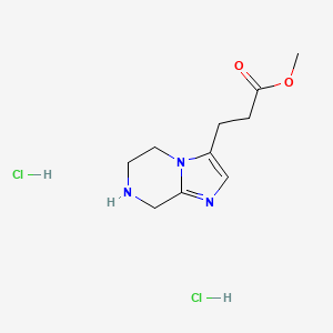 molecular formula C10H17Cl2N3O2 B3003945 3-(5,6,7,8-四氢咪唑并[1,2-a]哒嗪-3-基)丙酸甲酯;二盐酸盐 CAS No. 2580190-94-7