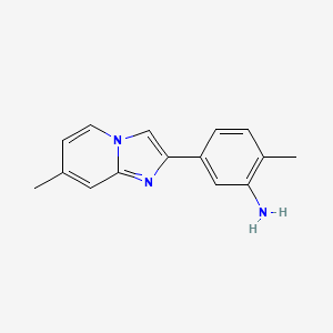 molecular formula C15H15N3 B3003949 2-甲基-5-(7-甲基咪唑并[1,2-a]吡啶-2-基)苯胺 CAS No. 1706454-30-9