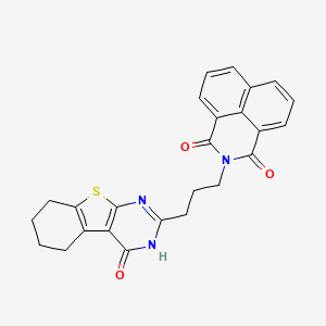 molecular formula C25H21N3O3S B3003951 2-[3-(4-oxo-5,6,7,8-tetrahydro-3H-[1]benzothiolo[2,3-d]pyrimidin-2-yl)propyl]benzo[de]isoquinoline-1,3-dione CAS No. 326013-19-8