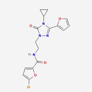 molecular formula C16H15BrN4O4 B3003961 5-Bromo-N-[2-[4-cyclopropyl-3-(furan-2-yl)-5-oxo-1,2,4-triazol-1-yl]ethyl]furan-2-carboxamide CAS No. 1797588-09-0