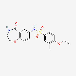 molecular formula C18H20N2O5S B3003962 4-ethoxy-3-methyl-N-(5-oxo-2,3,4,5-tetrahydrobenzo[f][1,4]oxazepin-7-yl)benzenesulfonamide CAS No. 922009-54-9