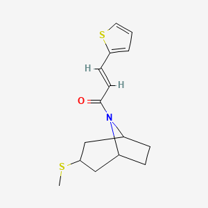(E)-1-((1R,5S)-3-(methylthio)-8-azabicyclo[3.2.1]octan-8-yl)-3-(thiophen-2-yl)prop-2-en-1-one