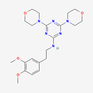 molecular formula C21H30N6O4 B3003973 N-[2-(3,4-dimethoxyphenyl)ethyl]-4,6-dimorpholin-4-yl-1,3,5-triazin-2-amine CAS No. 694516-13-7