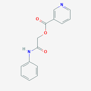 molecular formula C14H12N2O3 B300398 Nicotinic acid phenylcarbamoylmethyl ester 