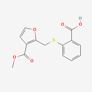 molecular formula C14H12O5S B3003980 2-({[3-(甲氧羰基)呋喃-2-基]甲基}硫代)苯甲酸 CAS No. 949297-71-6