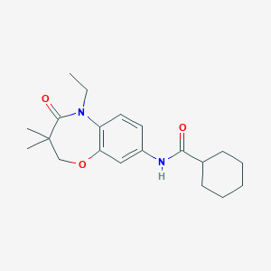 molecular formula C20H28N2O3 B3003981 N-(5-ethyl-3,3-dimethyl-4-oxo-2,3,4,5-tetrahydrobenzo[b][1,4]oxazepin-8-yl)cyclohexanecarboxamide CAS No. 921562-15-4