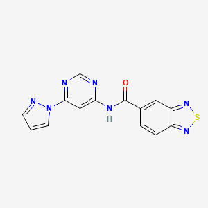 molecular formula C14H9N7OS B3003985 N-(6-(1H-pyrazol-1-yl)pyrimidin-4-yl)benzo[c][1,2,5]thiadiazole-5-carboxamide CAS No. 1428372-62-6