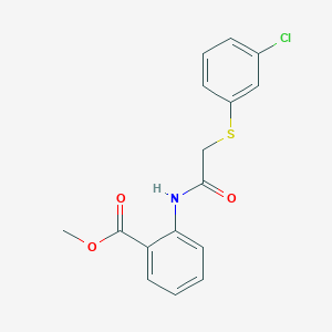 molecular formula C16H14ClNO3S B300399 Methyl 2-({[(3-chlorophenyl)sulfanyl]acetyl}amino)benzoate 