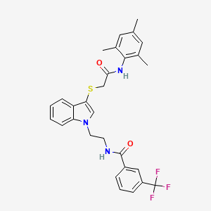 N-(2-(3-((2-(mesitylamino)-2-oxoethyl)thio)-1H-indol-1-yl)ethyl)-3-(trifluoromethyl)benzamide