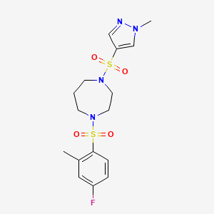 1-((4-fluoro-2-methylphenyl)sulfonyl)-4-((1-methyl-1H-pyrazol-4-yl)sulfonyl)-1,4-diazepane