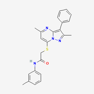 molecular formula C23H22N4OS B3004006 2-((2,5-dimethyl-3-phenylpyrazolo[1,5-a]pyrimidin-7-yl)thio)-N-(m-tolyl)acetamide CAS No. 862210-16-0