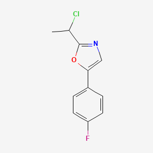 molecular formula C11H9ClFNO B3004016 2-(1-Chloroethyl)-5-(4-fluorophenyl)-1,3-oxazole CAS No. 1094318-38-3