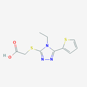 molecular formula C10H11N3O2S2 B3004020 2-{[4-ethyl-5-(thiophen-2-yl)-4H-1,2,4-triazol-3-yl]sulfanyl}acetic acid CAS No. 733030-98-3