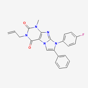 molecular formula C23H18FN5O2 B3004022 3-烯丙基-8-(4-氟苯基)-1-甲基-7-苯基-1H-咪唑并[2,1-f]嘌呤-2,4(3H,8H)-二酮 CAS No. 896298-13-8