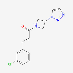 molecular formula C14H15ClN4O B3004025 1-(3-(1H-1,2,3-triazol-1-yl)azetidin-1-yl)-3-(3-chlorophenyl)propan-1-one CAS No. 2034430-70-9