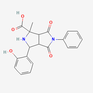 molecular formula C20H18N2O5 B3004030 3-(2-Hydroxyphenyl)-1-methyl-4,6-dioxo-5-phenyloctahydropyrrolo[3,4-c]pyrrole-1-carboxylic acid CAS No. 496923-35-4