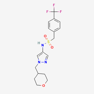 molecular formula C17H20F3N3O3S B3004031 N-(1-((tetrahydro-2H-pyran-4-yl)methyl)-1H-pyrazol-4-yl)-1-(4-(trifluoromethyl)phenyl)methanesulfonamide CAS No. 1705188-94-8