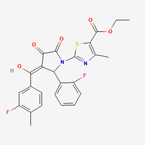 molecular formula C25H20F2N2O5S B3004042 ethyl 2-{3-[(3-fluoro-4-methylphenyl)carbonyl]-2-(2-fluorophenyl)-4-hydroxy-5-oxo-2,5-dihydro-1H-pyrrol-1-yl}-4-methyl-1,3-thiazole-5-carboxylate CAS No. 617698-25-6
