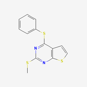 molecular formula C13H10N2S3 B3004058 2-(Methylsulfanyl)-4-(phenylsulfanyl)thieno[2,3-d]pyrimidine CAS No. 383146-95-0