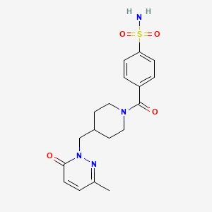 molecular formula C18H22N4O4S B3004063 4-(4-((3-methyl-6-oxopyridazin-1(6H)-yl)methyl)piperidine-1-carbonyl)benzenesulfonamide CAS No. 2309570-72-5
