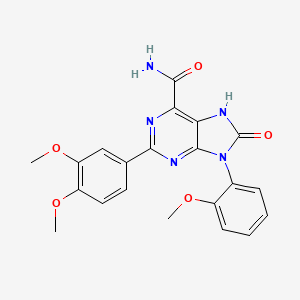 molecular formula C21H19N5O5 B3004083 2-(3,4-dimethoxyphenyl)-9-(2-methoxyphenyl)-8-oxo-8,9-dihydro-7H-purine-6-carboxamide CAS No. 869069-25-0