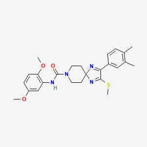 molecular formula C25H30N4O3S B3004084 N-(2,5-dimethoxyphenyl)-2-(3,4-dimethylphenyl)-3-(methylthio)-1,4,8-triazaspiro[4.5]deca-1,3-diene-8-carboxamide CAS No. 1359447-93-0