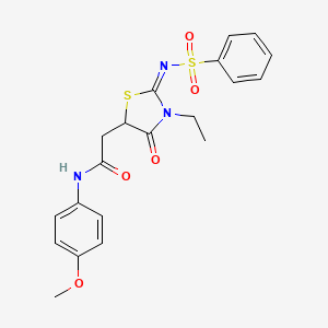 (E)-2-(3-ethyl-4-oxo-2-((phenylsulfonyl)imino)thiazolidin-5-yl)-N-(4-methoxyphenyl)acetamide