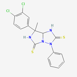 molecular formula C17H14Cl2N4S2 B3004088 7-(3,4-dichlorophenyl)-7-methyl-3-phenyldihydro-1H-imidazo[1,5-b][1,2,4]triazole-2,5(3H,6H)-dithione CAS No. 400084-41-5