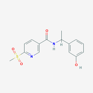 molecular formula C15H16N2O4S B3004089 N-[1-(3-Hydroxyphenyl)ethyl]-6-methylsulfonylpyridine-3-carboxamide CAS No. 2411306-02-8