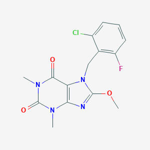 molecular formula C15H14ClFN4O3 B300409 7-(2-chloro-6-fluorobenzyl)-8-methoxy-1,3-dimethyl-3,7-dihydro-1H-purine-2,6-dione 