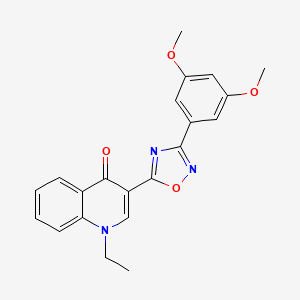 molecular formula C21H19N3O4 B3004096 3-(3-(3,5-dimethoxyphenyl)-1,2,4-oxadiazol-5-yl)-1-ethylquinolin-4(1H)-one CAS No. 1260688-48-9