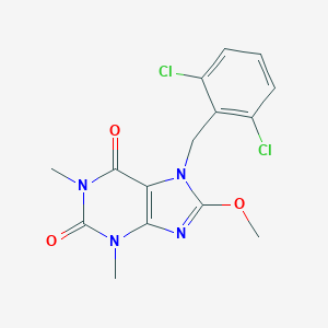 molecular formula C15H14Cl2N4O3 B300411 7-(2,6-Dichloro-benzyl)-8-methoxy-1,3-dimethyl-3,7-dihydro-purine-2,6-dione 