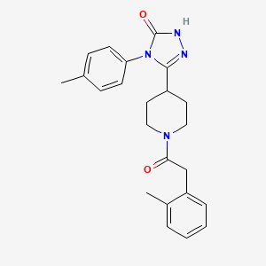 molecular formula C23H26N4O2 B3004117 4-(4-methylphenyl)-5-{1-[(2-methylphenyl)acetyl]piperidin-4-yl}-2,4-dihydro-3H-1,2,4-triazol-3-one CAS No. 1775547-61-9
